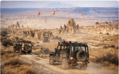Jeep safari on Cappadocia valley road